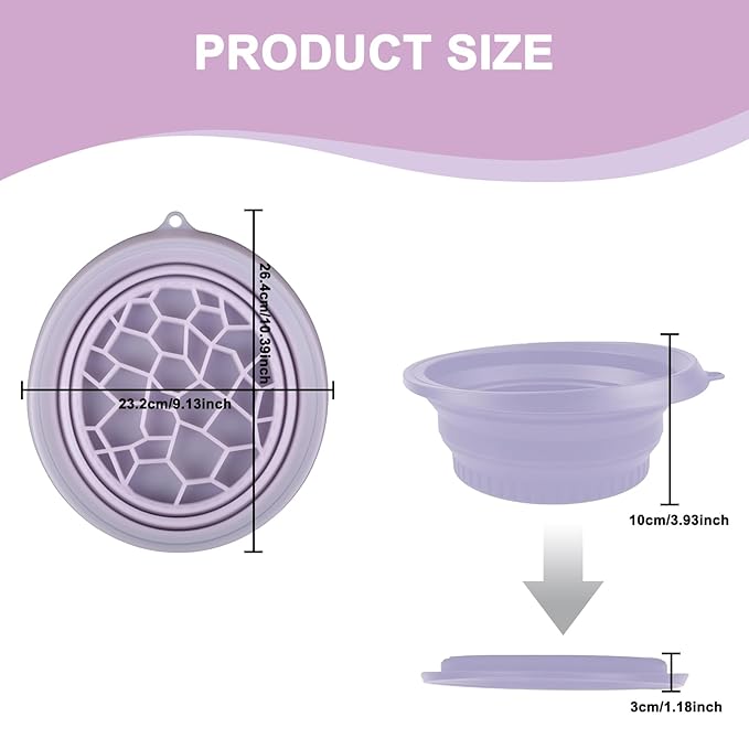 Face Bowl for Ice with Built-in Ice Tray – Collapsible Silicone Facial Ice Bath Bowl for Cold Plunge Therapy, Acne Relief & Skin Tightening – Purple Home, Camping & Travel Portable Spa Tool