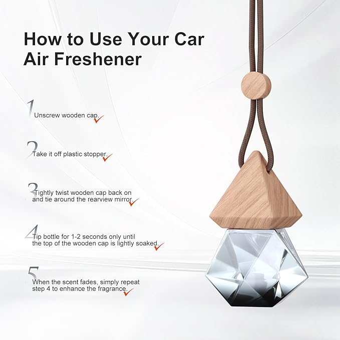 Car Air Freshener Hanging, 2 Pcs Ebony Agarwood Drift Car Air Freshener, Wooden Fragrance Expanding Bottle Cap, 10ml Per Bottle, Used for Car Decoration and Fresh Air (Ebony agarwood)