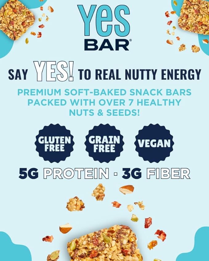 The YES Bar Apple Cinnamon Crisp – Plant Based Protein, Decadent Snack Bar – Vegan, Paleo, Gluten Free, Dairy Free, Low Sugar, Healthy Snack, Breakfast, Low Carb, Keto Friendly (1.4 oz Bar)