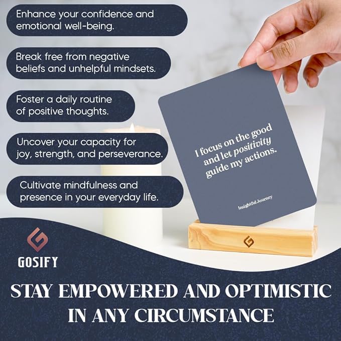 52 Positive Classic Affirmation Cards for Women with Display Stand - Mindful Affirmations to Build Success - Daily Growth Challenges & Inspiration - Mindfulness & Self Care Gift for Women, Men