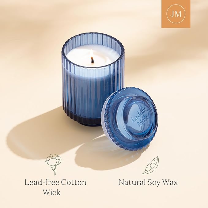 LA JOLIE MUSE Eucalyptus & Alpine Sage Candle, Scented Candles for Home, Candle Gifts for Women & Men, Glass Jar Candle, 40 Hours Burning Time, 7oz