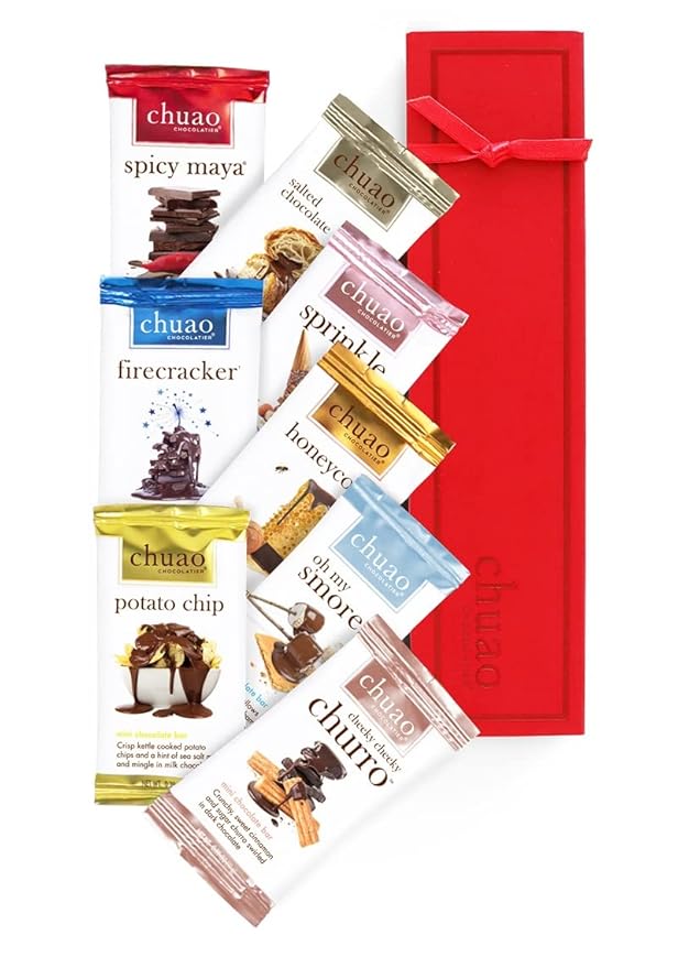 Chuao Chocolatier Taste the Joy Mini Gourmet Chocolate Bar Gift Box | Milk and Dark Chocolate Variety Sampler |16 Mini Bars (0.39 oz each)