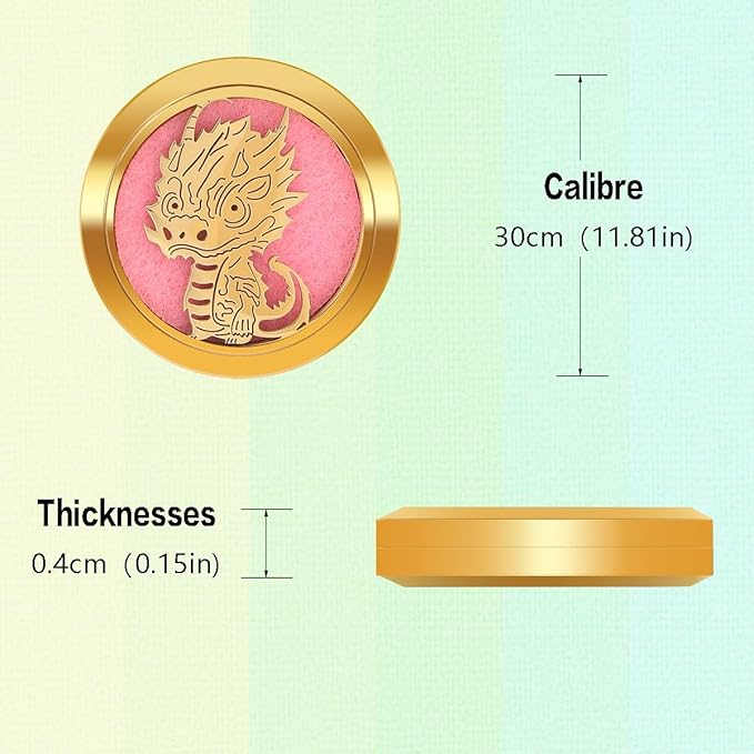 Aromatherapy Diffuser Necklace-Dinosaur Essential Oil Necklace,Aromatherapy Diffuser Pendant for Men and Women,Portable,Suitable for Yoga,Meditation,Travel,Stress Relief Gift(Gold 30mm)