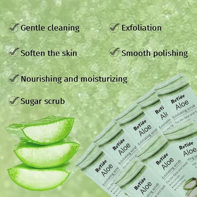 Aloe vera Body Scrub Gift Set - 35 Packets & 2 Pcs Exfoliating Gloves,Exfoliating & Moisturizing Sugar Scrub for Face & Body, Self Care Gifts for Women