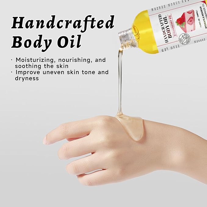 Strawberry Cheesecake Body Oil, 2PCS Handcrafted after Shower Moisturizing Body Oil, 4.06 Fl Oz (2 Strawberry)