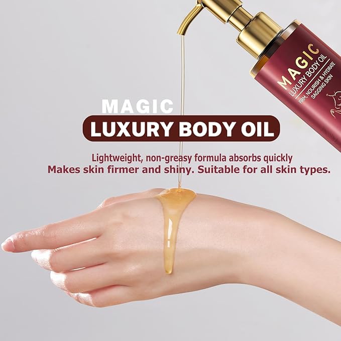 Magic Firming Luxury Body Oil Glow Remedy,Tightening & Hydrating Treatment for Arms,Legs,Stomach & Body | Natural Firming Oil for Dry Skin,Lightweight,Non-Greasy, Nourishing Formula-4.06 FL OZ
