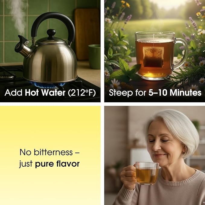 Chamomile Tea Bags - 50 Bags (Premium Natural Pure Leaf Tea - 50 Count) Gluten-Free and Caffeine-Free Herbal tea for Relaxation, Wallness, Immune Support with Smooth Taste