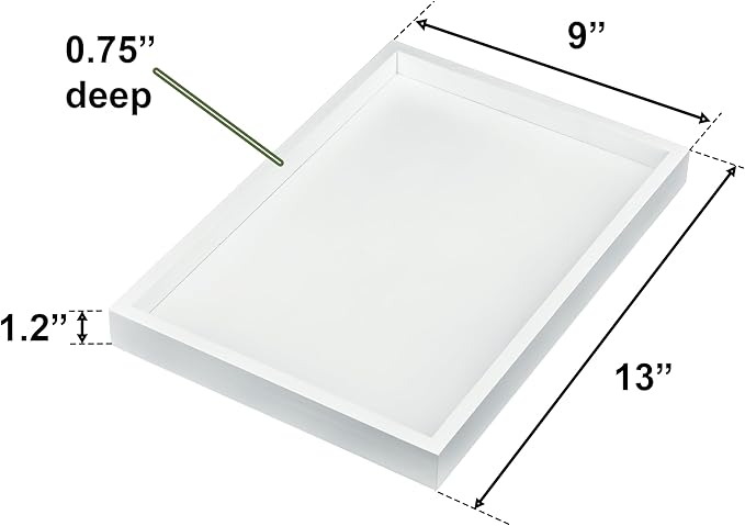 Bam & Boo Natural Bamboo Serving Tray Modern Rectangular (White, 13” x 9" x 1.2") for Food, Drinks, Decor, Vanity in Home, Kitchen, Bathroom, Coffee Table, Bed