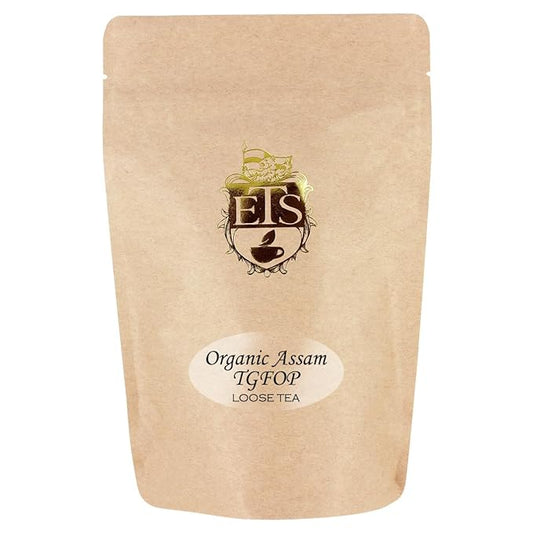 Organic Assam Black Tea Pouches - 4oz | Loose Leaf TGFOP Grade | Tippy Golden Flowery Orange Pekoe | Rich Second Flush | Smooth and Biscuity | Premium Black Tea for Morning or Afternoon