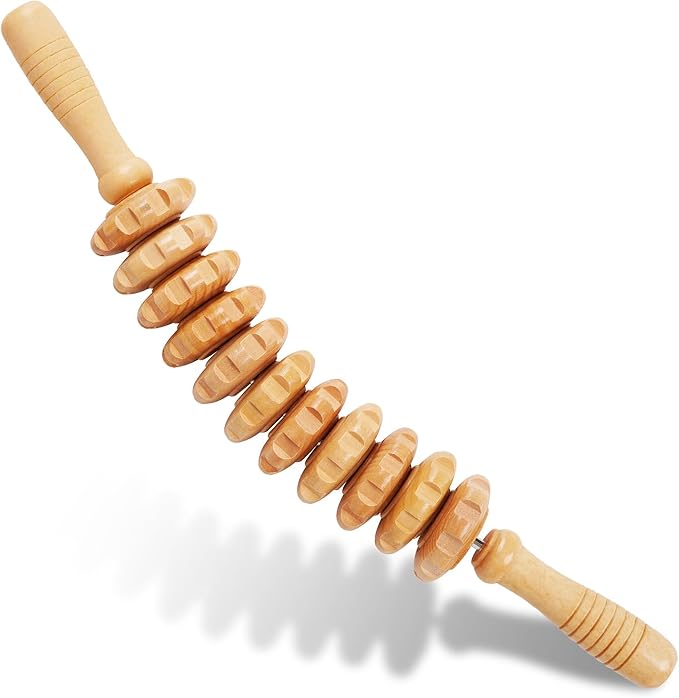 Liitrton Wood Therapy Fasci Massage Tools, Curved Wooden Massage Roller Cellulite Reduction and Muscle Tension (Wood)