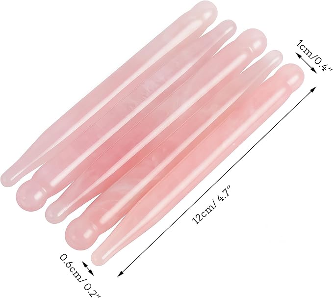 LZLRUN Rose Quartz Jade Roller Real Jade Gua Sha Board Mushroom Massager Face Lifting Tool Facial Guasha Massage Tool (Pen Shape)