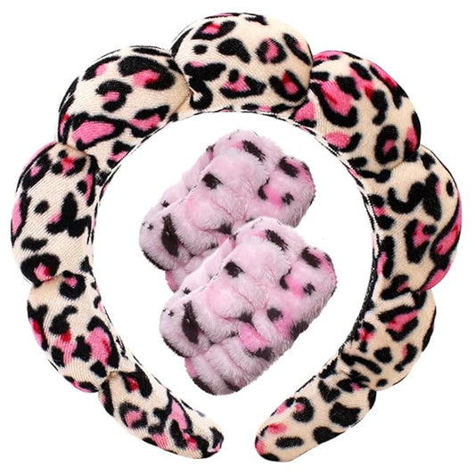 Spa Headbands for Washing Face Wristband Set Sponge Makeup Skincare Headband Wrist Towels Bubble Soft Terry Towel Cloth Hairband for Women Puffy Headwear Non Slip Thick Thin Hair Headwear