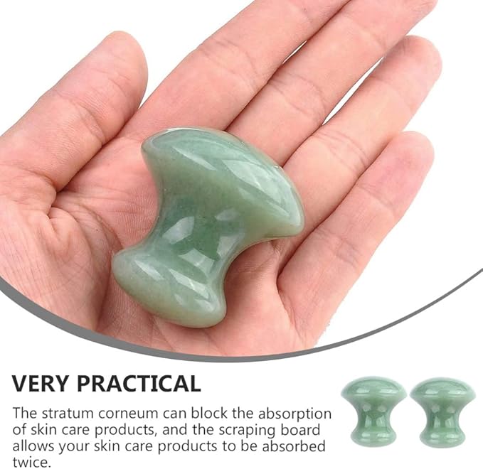 Uonlytech Ice Roller 2Pcs Facial Tools, Green Jade Quartz Massage Rollers Stones Scraping Massage Tool for Women Home Spa