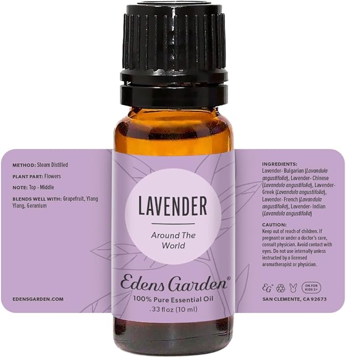 Edens Garden Lavender Around The World Essential Oil- 100% Pure Premium Grade, Undiluted, Natural, Therapeutic, Aromatherapy, The Best for Diffuser, Skin, Face, Candle 10 ml (.33 fl oz)