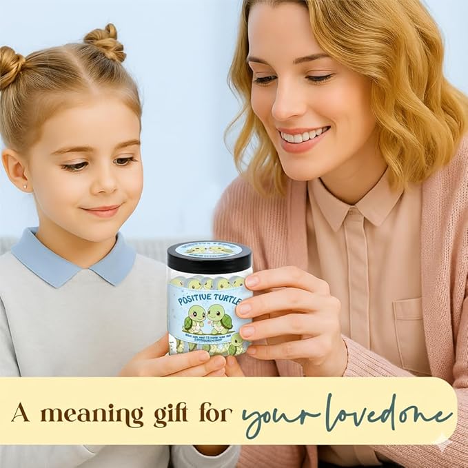 60 Positive Turtle Cards Jar, Affirmation Cards for Women, Emotional Support Turtle, Sea Turtle Gift, Turtle Gifts for Women, Turtle Gifts for Turtle Lovers