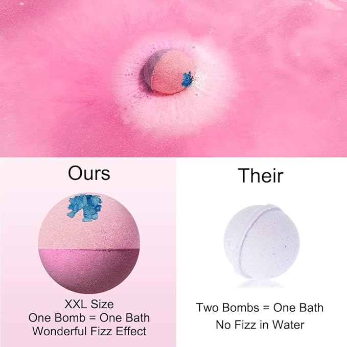 Lagunamoon Bath Bombs Gift Set, 6 Piece XXL Handmade Fizzy Shower Bombs with Essential Oils, Coconut Oil to Moisturize Dry Skin - Relaxing Spa Day for Women, Men, Kids - Birthday, Anniversary