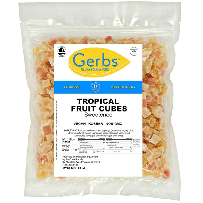 Gerbs Tropical Dried Fruit Snack Mix 4 lbs. | Unsulfured, No Additives, Resealable Bag | Lightly Sweet & Juicy Blend | Top 14 Allergen-Free