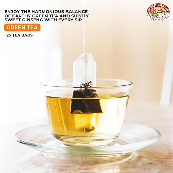 Angel Brand Green Tea –25 bags Premium Loose-Leaf Blend in Tea Bags, Mild Flavor, Easy to Brew