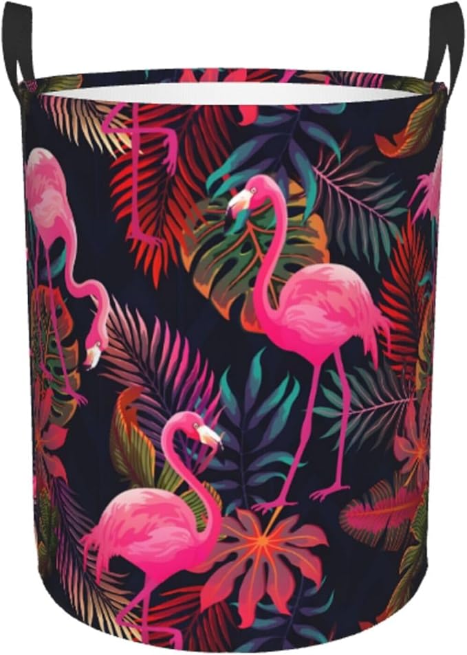 Laundry Basket Flamingos Collapsible Large Capacity,63L Dirty Clothes Basket Durable Lightweight Hamper With Handles Ideal For Clothes Toys Home Organization size19.6"L x 15.7"W