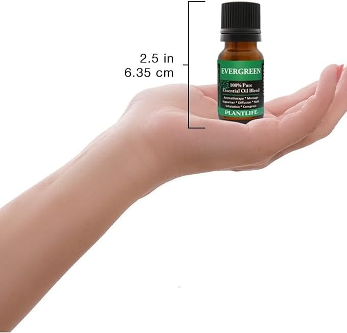 Plantlife Evergreen Aromatherapy Essential Oil Blend - Straight from The Plant 100% Pure Therapeutic Grade - No Additives or Fillers - Made in California 10 ml