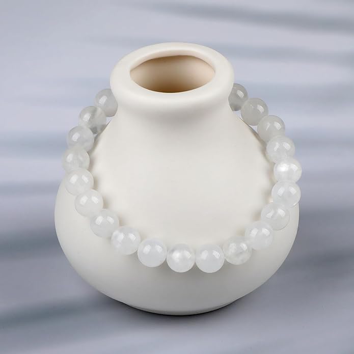 LPBeads Handmade Natural Gemstone Stretch Elastic Bracelet Healing Crystal Round Stone Beads Jewelry Gifts for Women Men