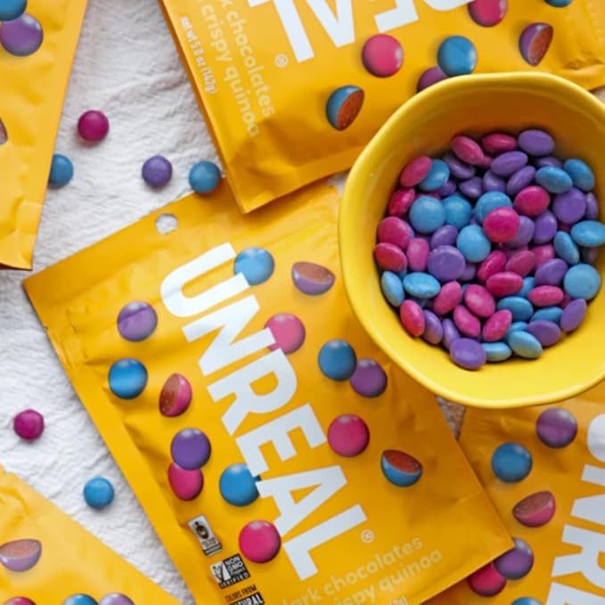 UNREAL Dark Chocolate Quinoa Gems (Value Size Bag) | Vegan, Colors from Nature | Fair Trade, Non-GMO | Gluten Free, No Sugar Alcohols or Soy | 11oz