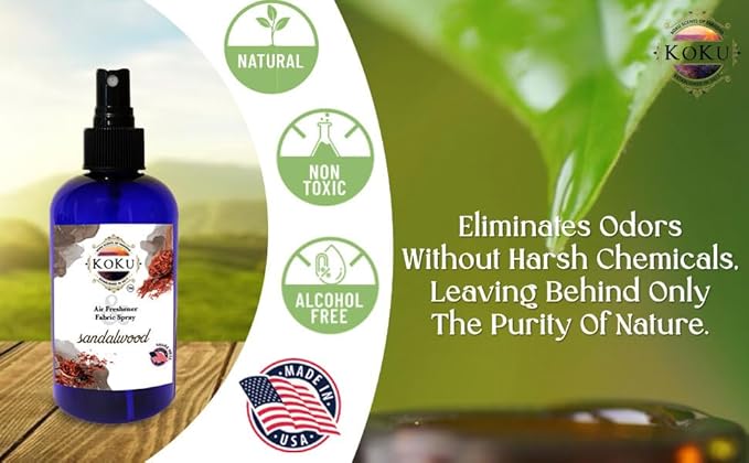 Sandalwood Air Freshener - Room Spray - Odor Eliminator - Deodorizer - Car Air Freshener - Home Spray - Linen Spray - Fabric Refresher - Non-Toxic - Alcohol Free - 4 Oz