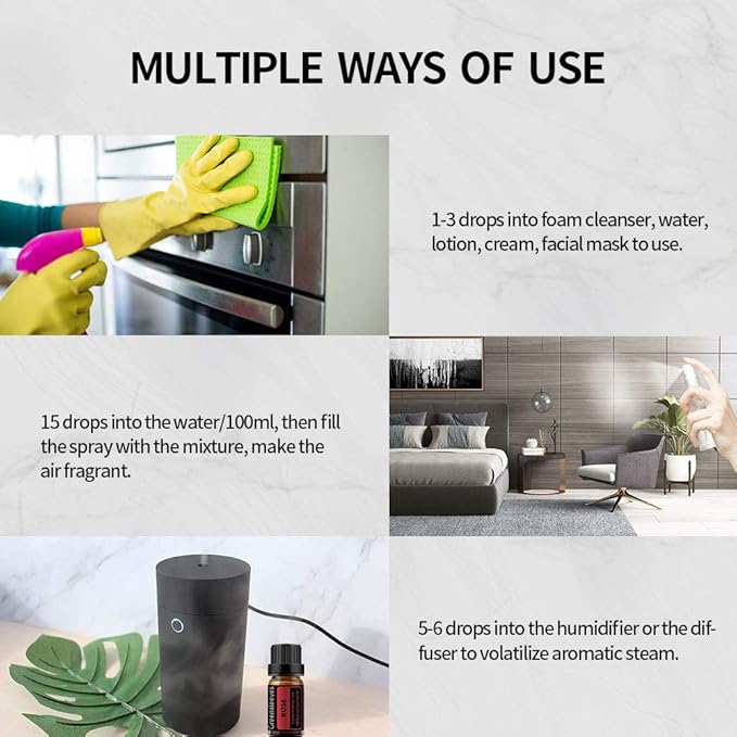 GREENSLEEVES Rose Sandalwood Essential Oil Set, 2 x 10ml Pure Plant-Based Fragrance Oil for Aromatherapy, Essential Oils for Diffuser, Massage, Bath Bomb, Scented Candle Soap Making