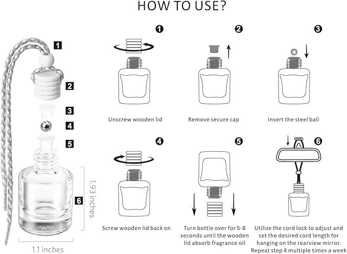 Car Air Freshener Hanging, Essential Oil Diffuser for Car, Long Lasting Air Freshener For Women, 2 Pack,Made in USA