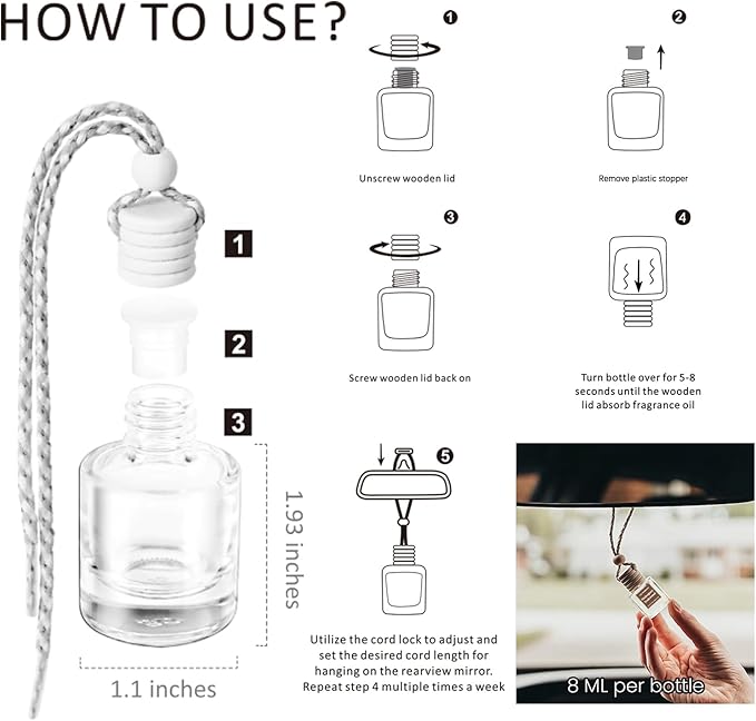 Car Air Freshener Hanging, Car Essential Oil Diffuser,Coconut Cute Car Air Freshener, Car Fresheners Long Lasting, Air Fresheners for Women, Made in USA