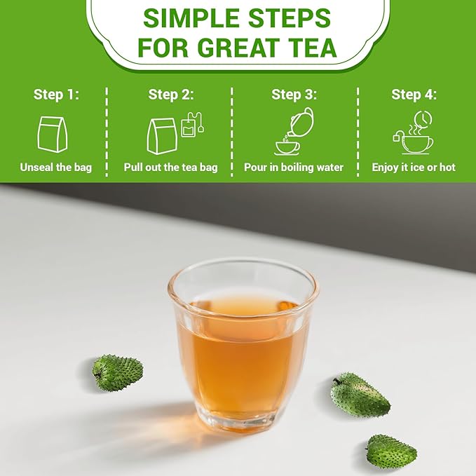 Soursop Leaf Herbal Tea (Graviola) - Caffeine & Sugar Free, 120 Count