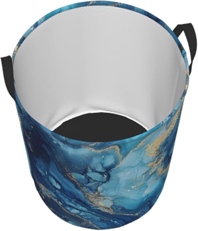 Laundry Basket Blue Texture Collapsible Large Capacity,63L Dirty Clothes Basket Durable Lightweight Hamper With Handles Ideal For Clothes,Toys Home Organization19.6 * 15.7in