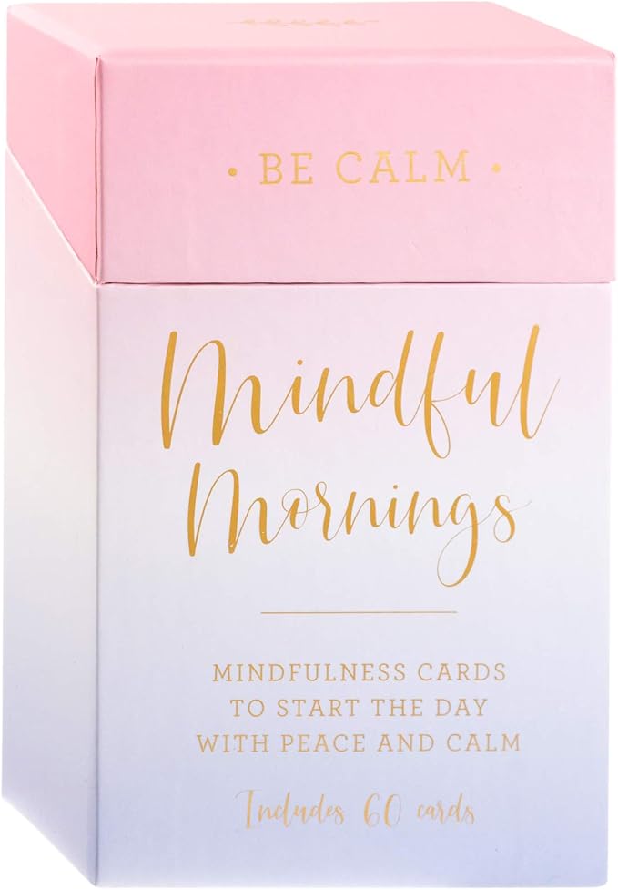 WORLD TRAVELER Eccolo Mindful Mornings - 60 Mindfulness Cards - Self Care Cards for Peace, Calm, Daily Positive Thoughts and Affirmations - Mindfulness Gifts & Positive Affirmations Cards for Women