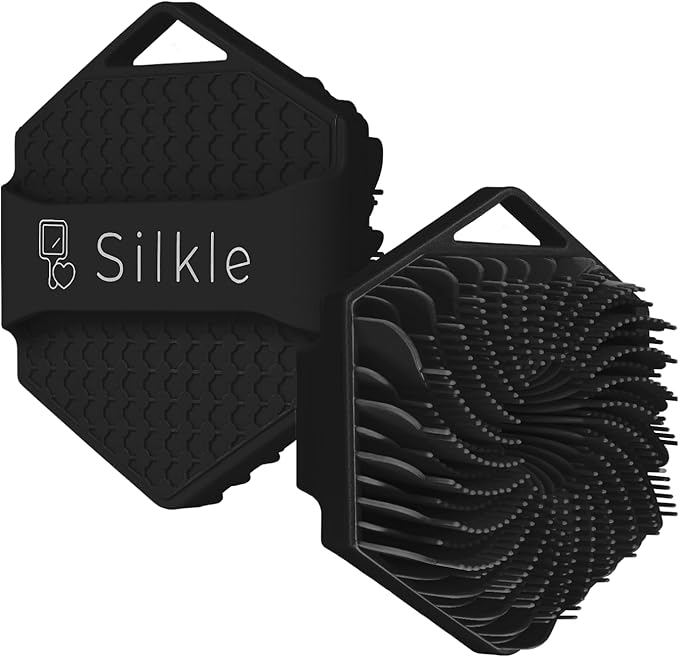 Silicone Body Scrubber - Exfoliating Bath Brush and Skin Cleanser - Shower Sponge for Gentle Body Scrub and Wash - Silicone Scrubbing Care Tool for a Refreshed and Renewed You - Black