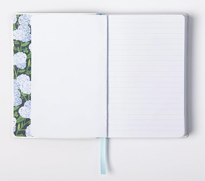 Eccolo Hydrangea Writing Journal Notebook, 256 White Lined Pages, Super Flexible Cover, 5-x-7-inch