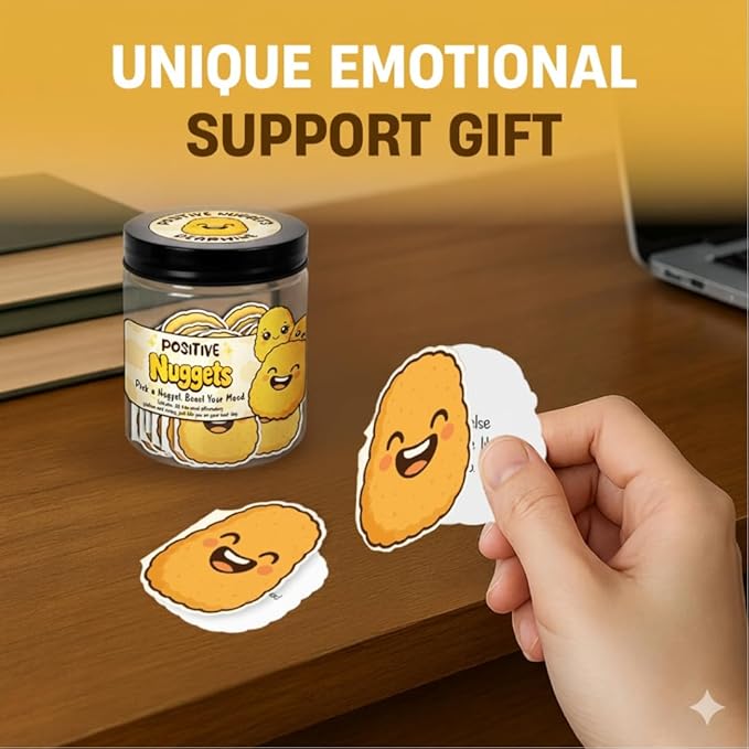60 Positive Nuggets Card Jar, Affirmation Cards For Women, Men, Teens, Emotional Support Nuggets, Chicken Nuggets, Chicken Nuggets Gifts, Chicken Nugget Bracelet, Teen Girl Gifts Trendy Stuff