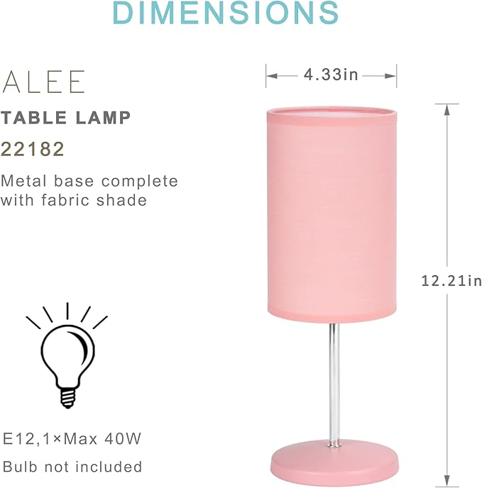 Lampwell Alee Small Modern Pink Table Lamp Set of 2, 4.33H12.21IN, Bedside & Living Room, Bulb Excluded