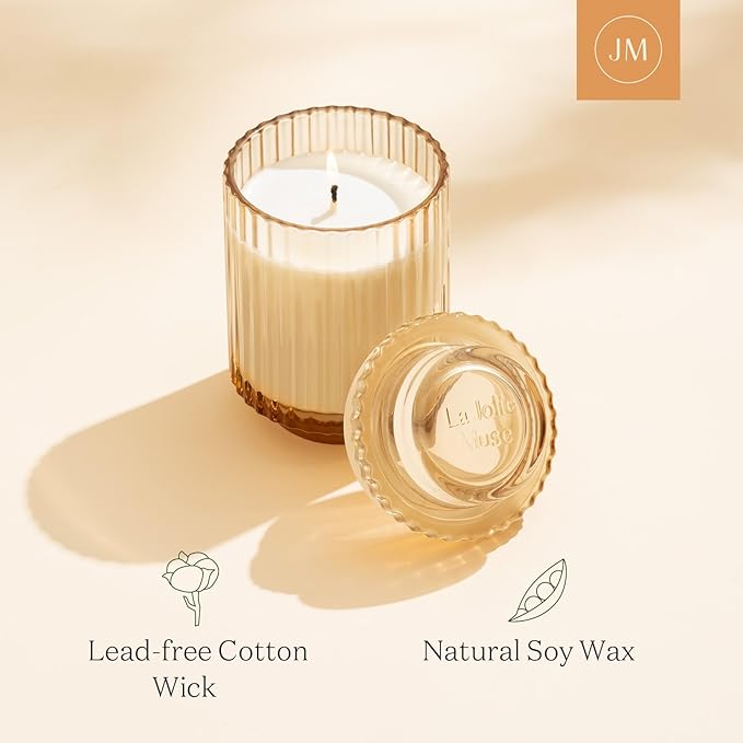LA JOLIE MUSE Vanilla Bomb Candle, Candle Gifts for Women&Men, Natural Soy Candles for Home Scented, Luxury Jar Candle, 40 Hours Burning Time, 7oz