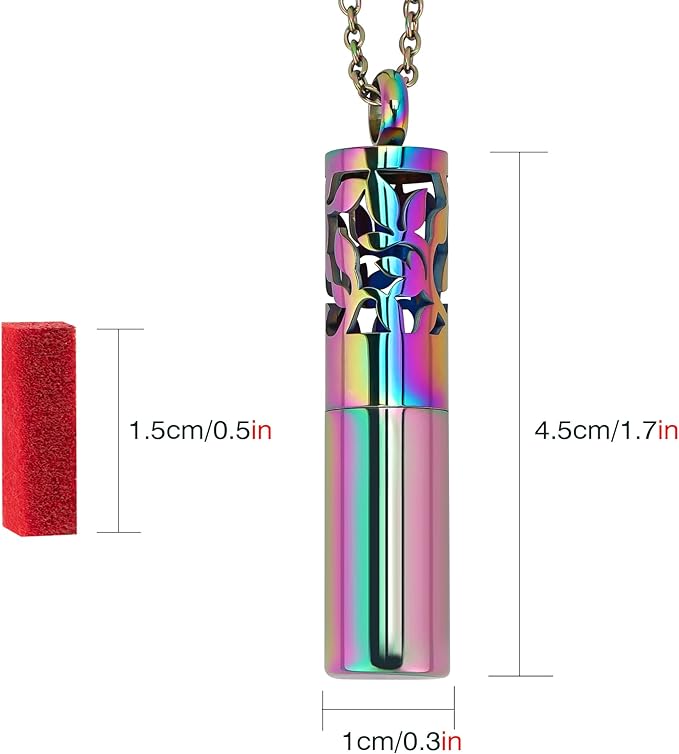 Aromatherapy Essential Oil Necklace, Fragrance Diffuser Pendant for Women and Men, Ideal Gift for Birthday, Christmas, and Valentine's Day (Colorful)