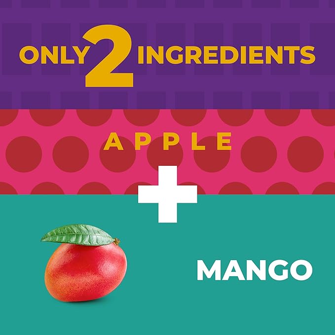 Fruit Snacks by Zest Delites, Fruit Leather, Dried Mango Bars, Healthy Snacks for Adults & Kids, No Sugar Added, Apple-Based Mango Strips, 0.88 oz x 10