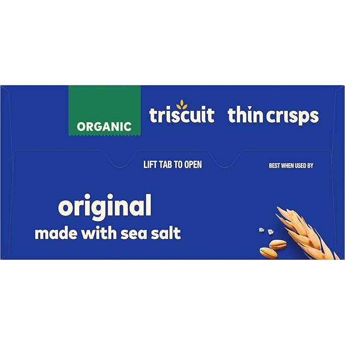 Triscuit Organic Original Whole Grain Wheat Crackers, Organic Crackers, Vegan Snacks, Bulk Lunch Snacks, 6 - 6.5 oz Boxes