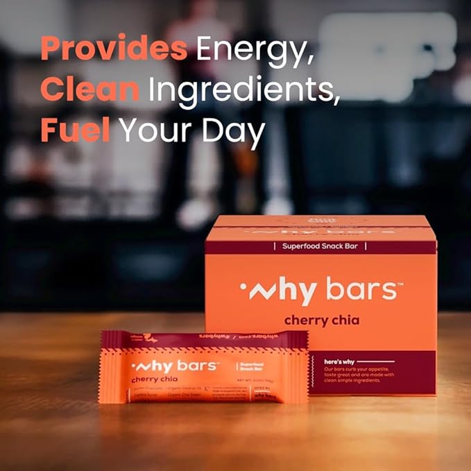 Superfood Protein Bar, Cherry Chia, 2.04 Ounce Bars (Pack of 12 Protein Bars) - Protein Bar Superfood, Gluten Free, Non GMO, Organic, Vegan, Simple Ingredients