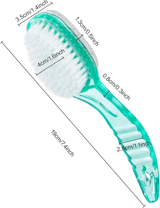 4 Pcs Foot Brush for Shower with Handle 2 in 1, Large Foot Pumice Stone Brush Scrubber Foot File Calluses Remove Suitable for Horniness Foot Spa, Foot Care Smooth Skin (Green)