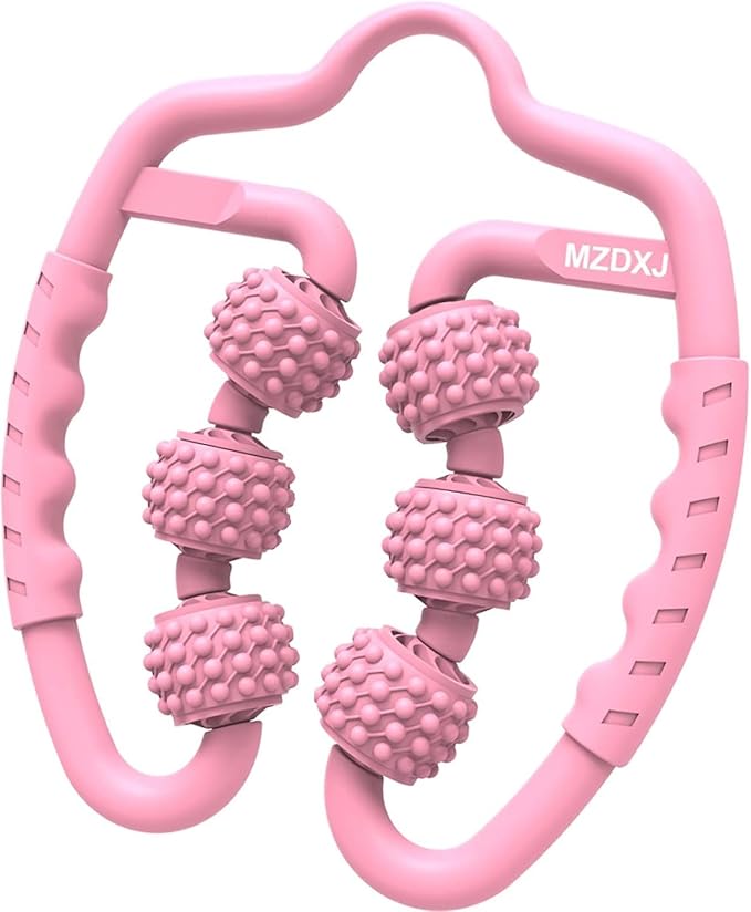 Cellulite Massage Tool Muscle Roller - Deep Fascia Massager & Dimpled Skin Remover for Legs, Thighs & Buttocks - Anti-Cellulite Roller, Smooth Skin, Pain Reliefs (Pink - 6 Wheel)