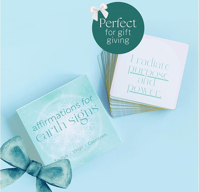 Affirmation Cards for Earth Signs - Gifts for Virgo, Capricorn, Taurus. Inspirational Card Set with 40 Daily Positive Affirmations, Spiritual Self Care, Zodiac Collection