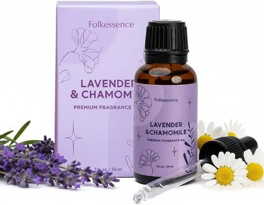 Folkulture Premium Essential Oil Blends for Diffuser for Home | 1.01 Fl Oz Lavender Essential Oils for Aromatherapy | Chamomile Fragrance Oils for Soap & Candle Making Scents or Massage