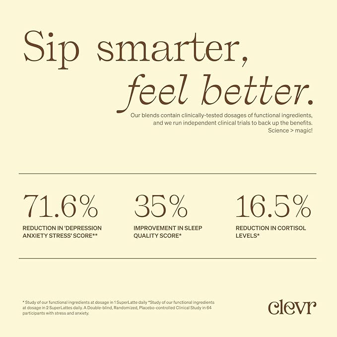 Clevr Blends Chai Tea Latte, Instant Superfood Powder Blend with Oat Milk, Lions Mane, Reishi Mushroom, Black Tea, Organic Spices, Coconut Cream, Ashwagandha, Oprah’s Favorite Things 2022, (30 Lattes)