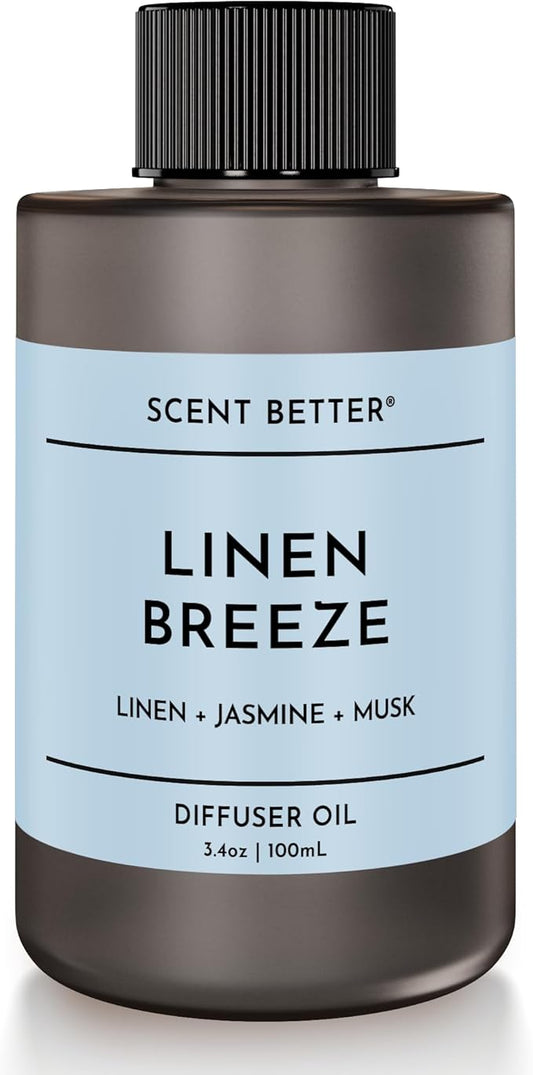 Scent Better Linen Breeze Aroma Essential Oil Blend: an Aromatherapy Blend of Linen, Jasmine, and Musk for Ultrasonic Diffusers & Nebulizers (3.3 Fl Oz, 100 mL)