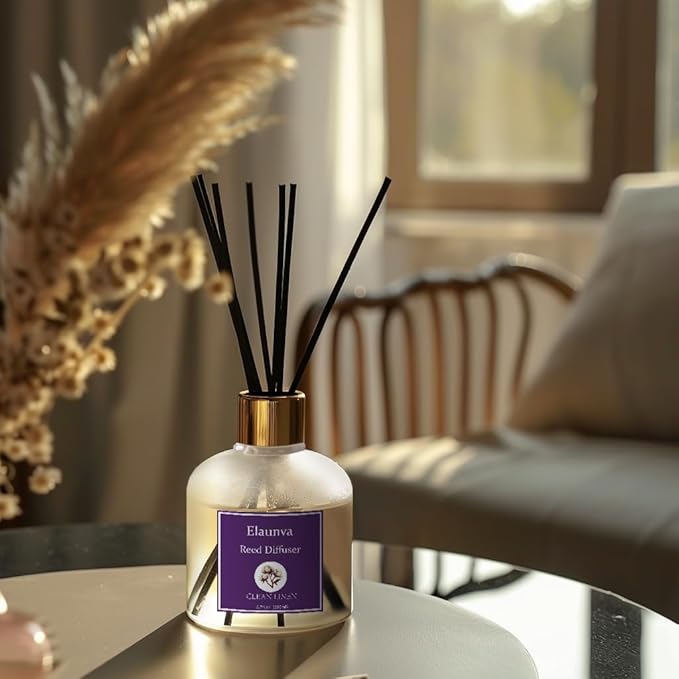 Clean Linen Reed Diffuser Sets,6.7fl oz(200ml) with 8 Sticks,Fragrance/Aromatherapy for Livingroom/Office/Kitchen/Entryway/Bathroom,Shelf Decor,Home Accessories,Air Freshener(Clean Linen)