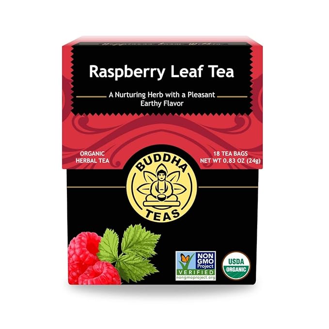 Buddha Teas - Organic Raspberry Leaf Tea - Herbal Tea - For Health & Wellbeing - With Vitamins, Antioxidants & Calcium - Clean Ingredients - Caffeine Free - OU Kosher - 18 Tea Bags (Pack of 1)